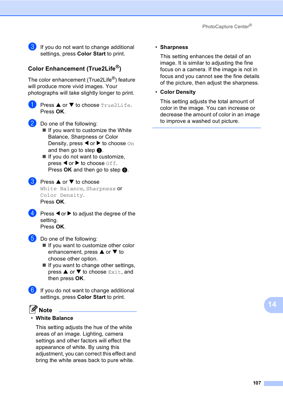 Color enhancement (true2life®) | Brother MFC-665CW User Manual | Page 123 / 217