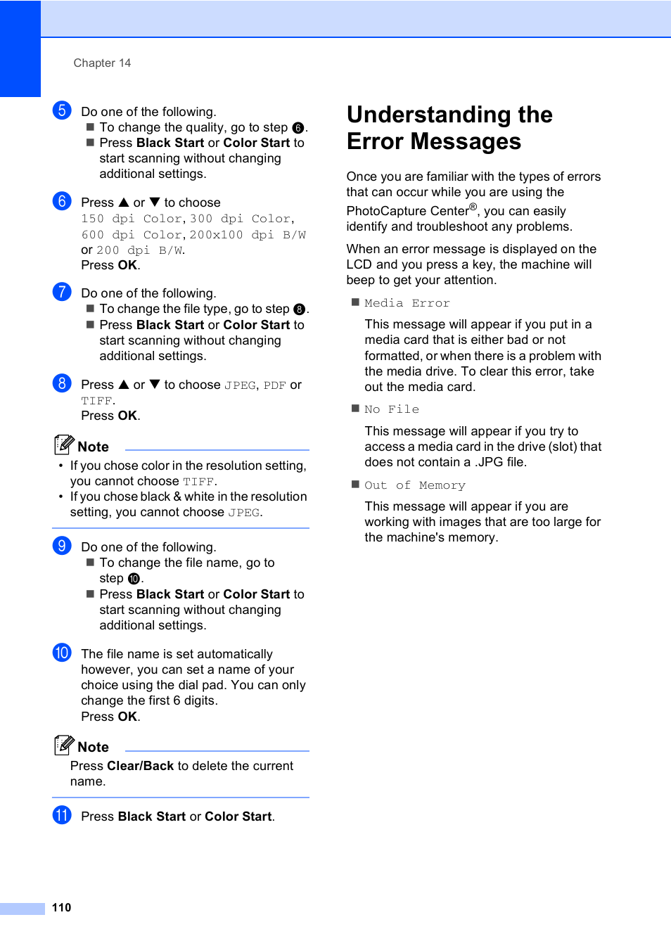 Understanding the error messages | Brother MFC-665CW User Manual | Page 126 / 217