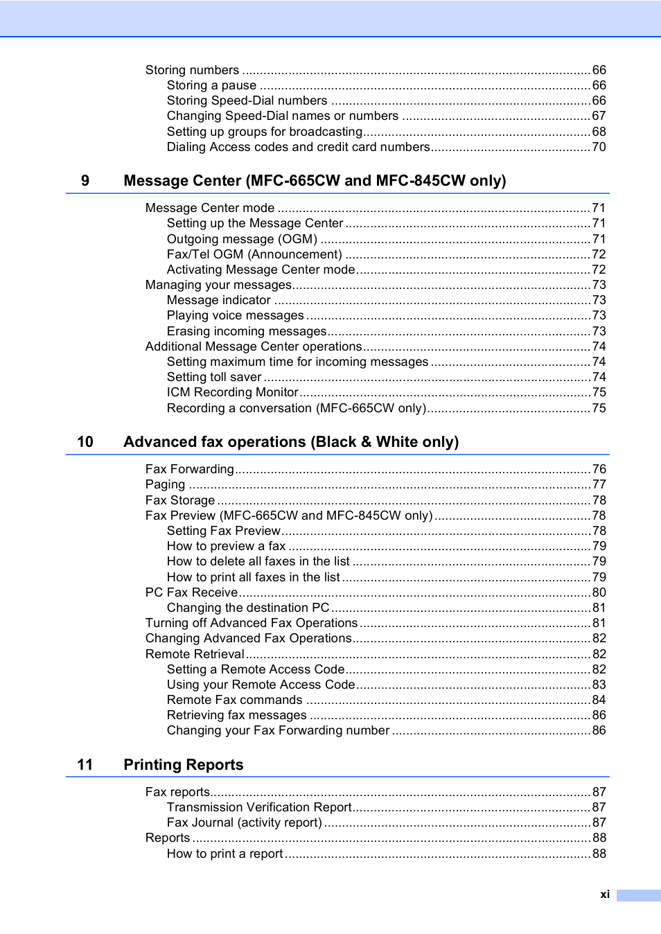 Brother MFC-665CW User Manual | Page 13 / 217