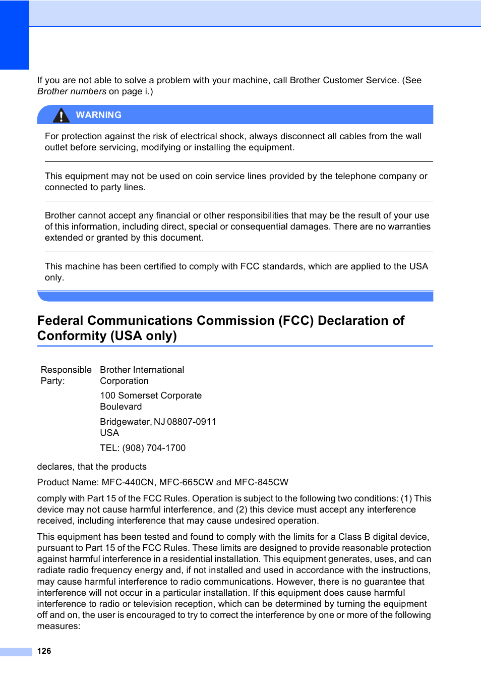 Usa only) | Brother MFC-665CW User Manual | Page 142 / 217