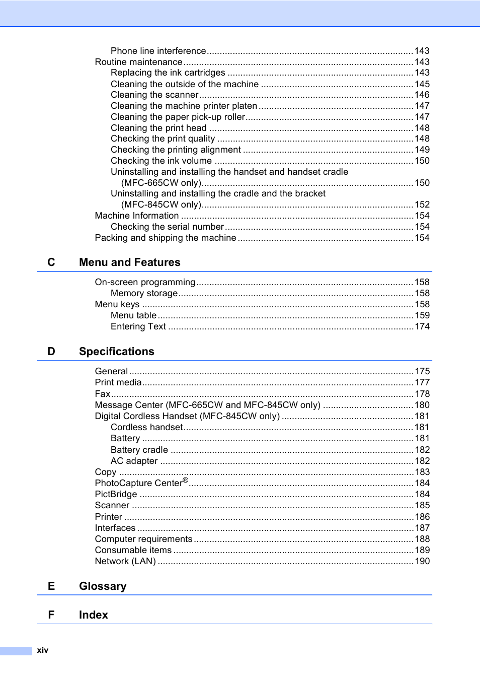 Brother MFC-665CW User Manual | Page 16 / 217