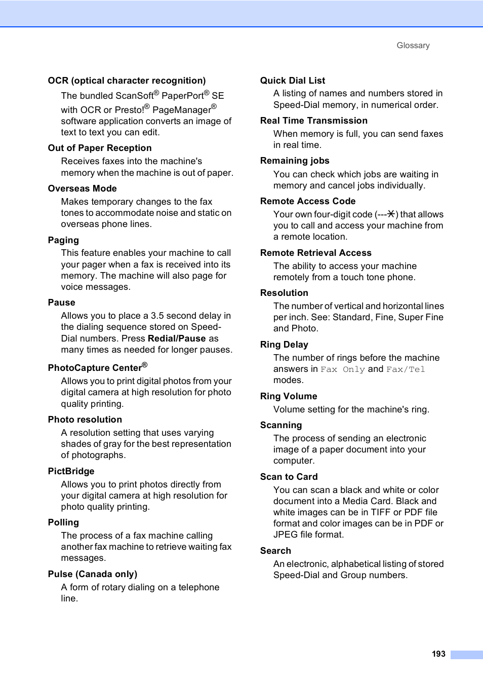 Brother MFC-665CW User Manual | Page 209 / 217