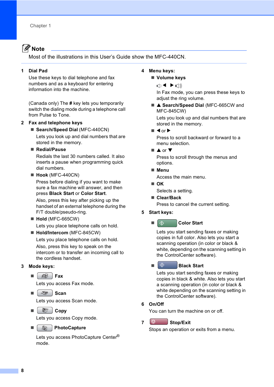 Brother MFC-665CW User Manual | Page 24 / 217