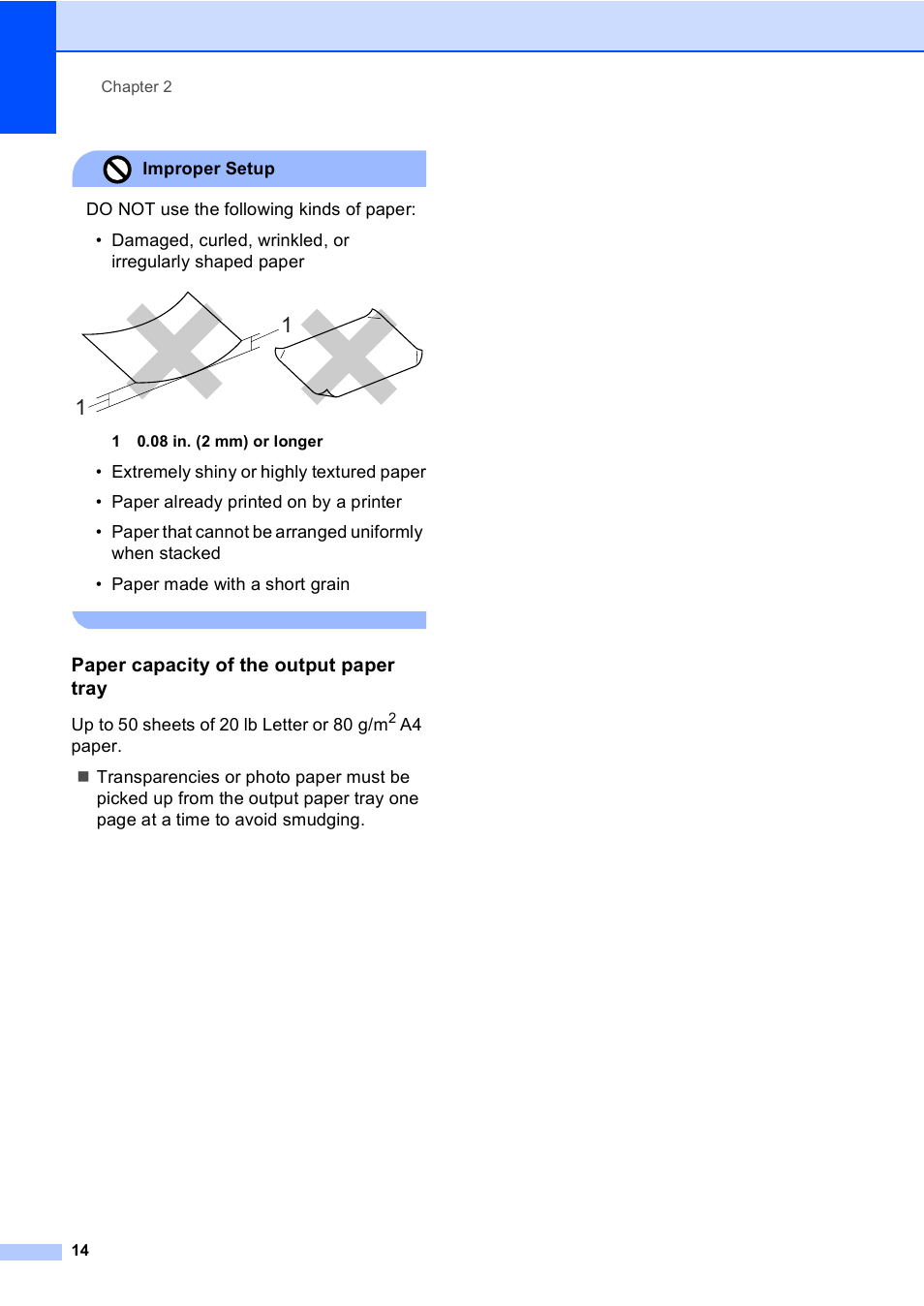 Paper capacity of the output paper tray | Brother MFC-665CW User Manual | Page 30 / 217