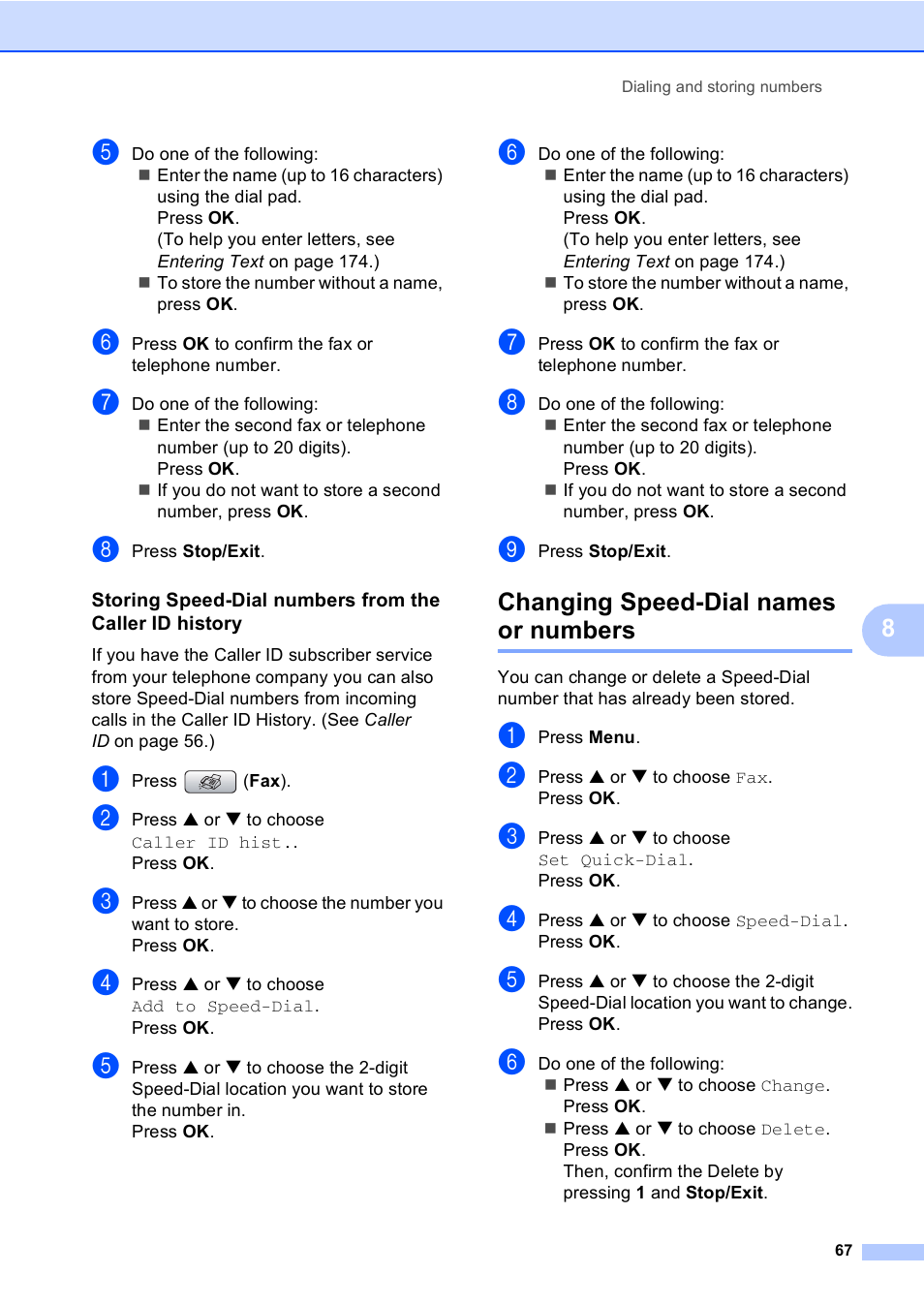 Changing speed-dial names or numbers | Brother MFC-665CW User Manual | Page 83 / 217
