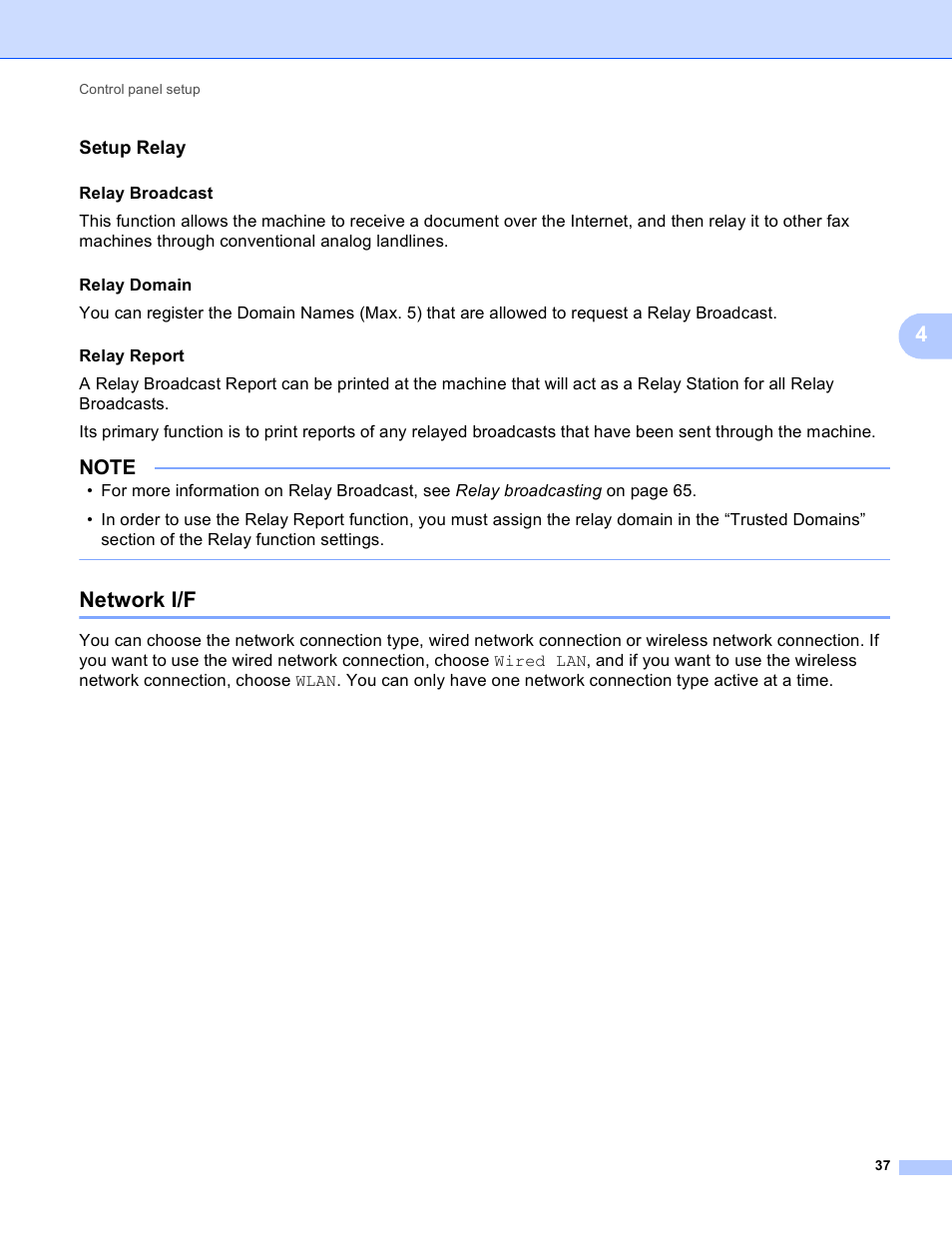 Setup relay, Network i/f | Brother MFC-J4710DW User Manual | Page 43 / 110