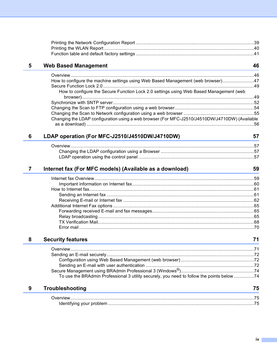 Brother MFC-J4710DW User Manual | Page 5 / 110