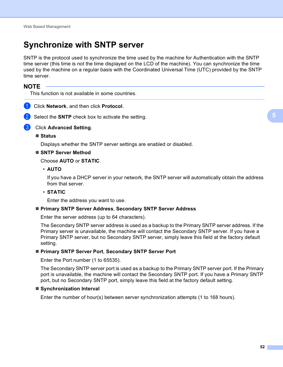 Synchronize with sntp server | Brother MFC-J4710DW User Manual | Page 58 / 110