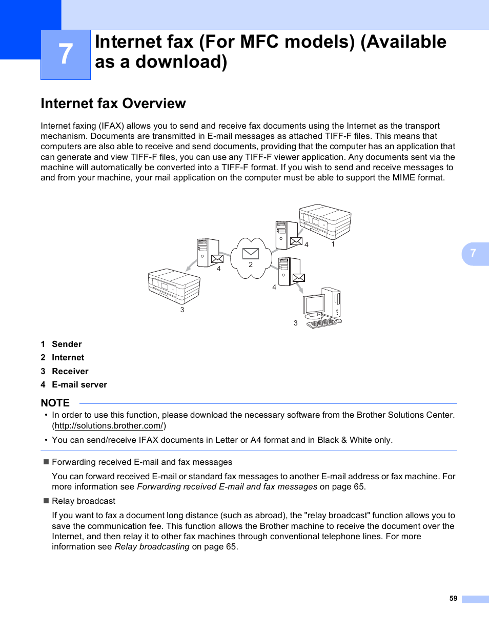 Internet fax overview | Brother MFC-J4710DW User Manual | Page 65 / 110