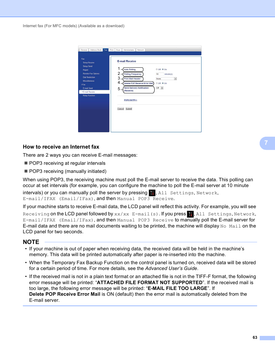 How to receive an internet fax | Brother MFC-J4710DW User Manual | Page 69 / 110