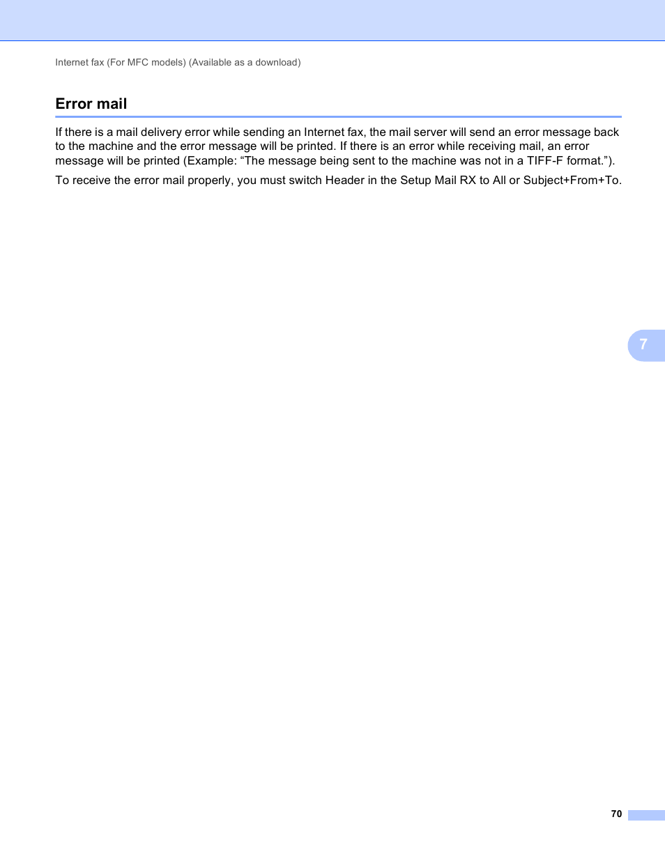 Error mail, 7error mail | Brother MFC-J4710DW User Manual | Page 76 / 110