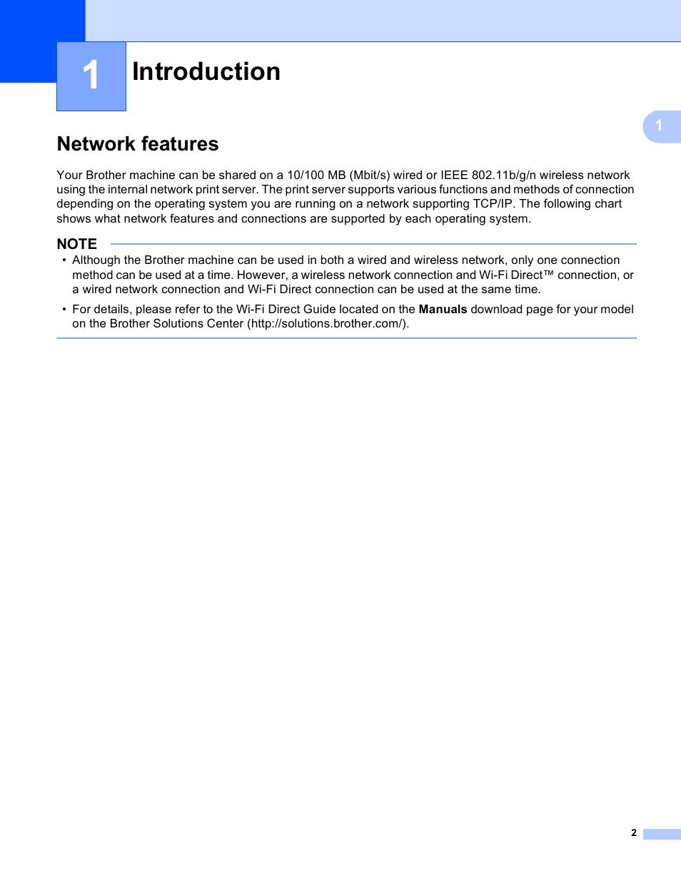 1 introduction, Network features, Introduction | Brother MFC-J4710DW User Manual | Page 8 / 110