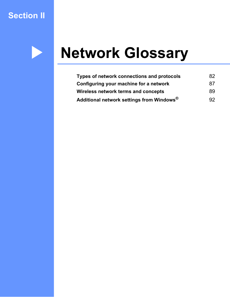 Network glossary, Section ii network glossary | Brother MFC-J4710DW User Manual | Page 87 / 110