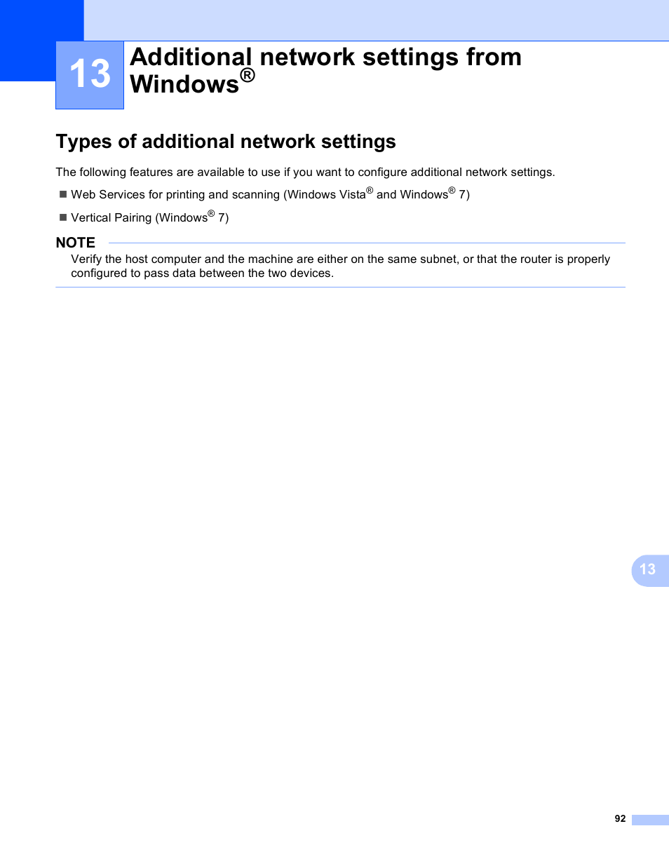 13 additional network settings from windows, Types of additional network settings, Additional network settings from windows | Brother MFC-J4710DW User Manual | Page 98 / 110