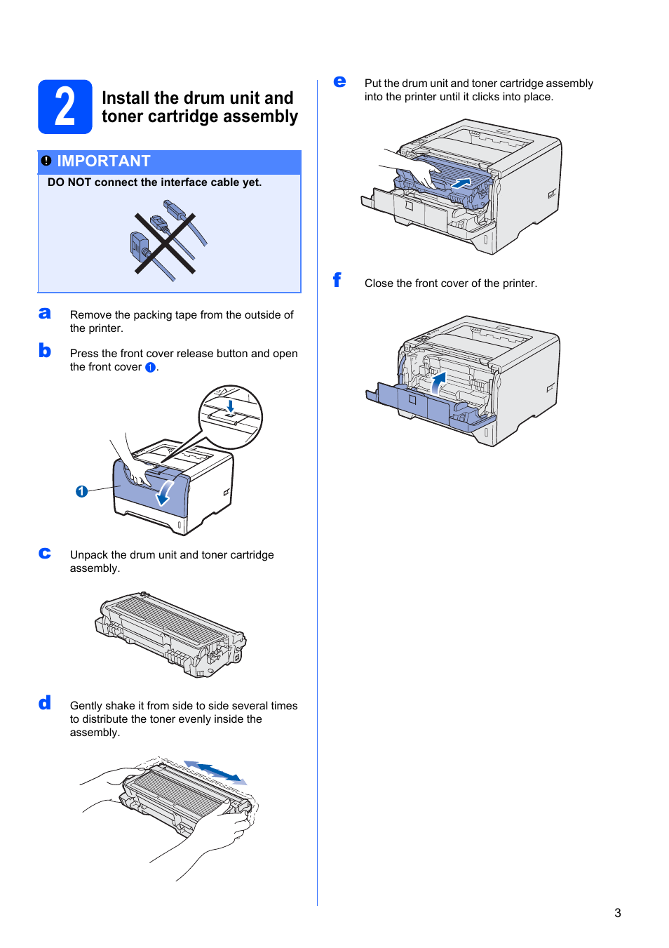 Install the drum unit and toner cartridge assembly | Brother HL 5370DW User Manual | Page 3 / 55