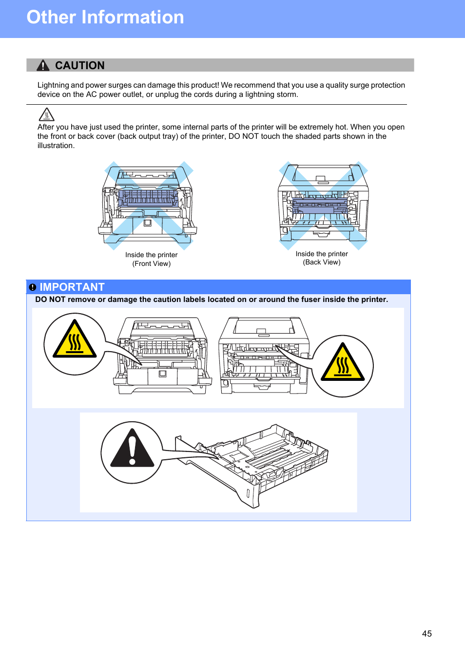 Other information, Caution, Important | Brother HL 5370DW User Manual | Page 45 / 55