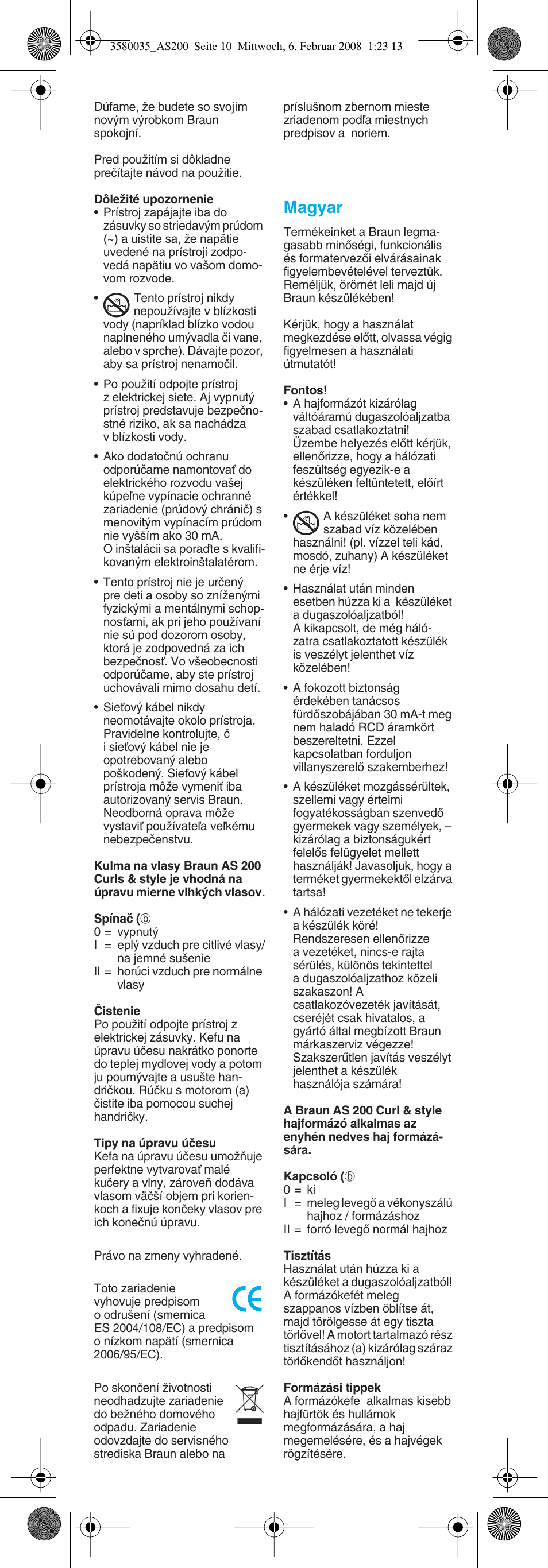 Magyar | Braun AS200 Curls & Style User Manual | Page 10 / 21