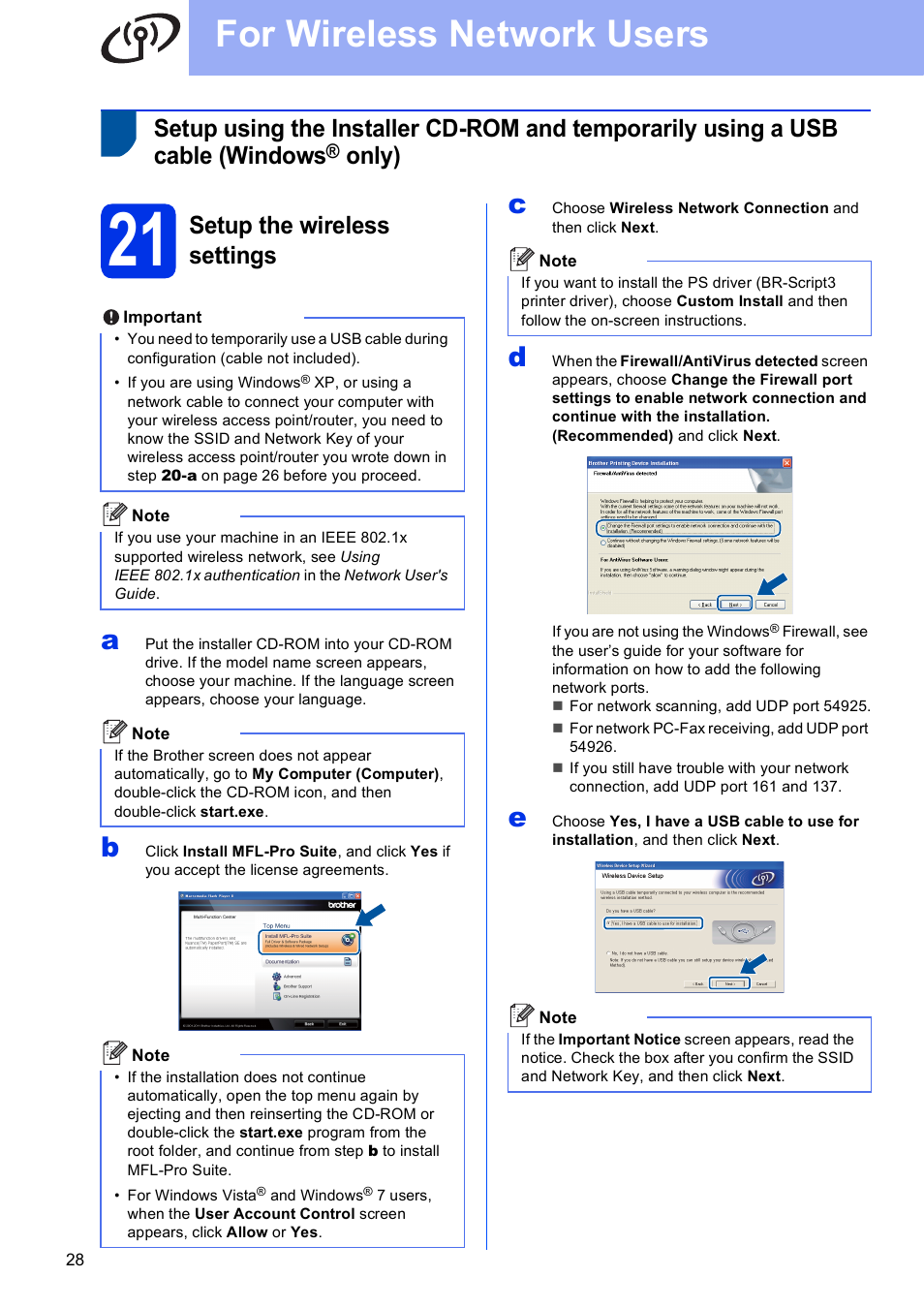 21 setup the wireless settings, For wireless network users, Only) | Setup the wireless settings | Brother MFC-8950DWT User Manual | Page 28 / 44