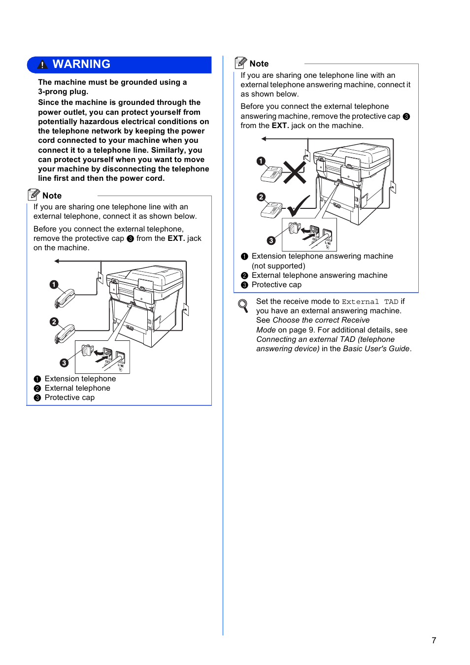 Warning | Brother MFC-8950DWT User Manual | Page 7 / 44