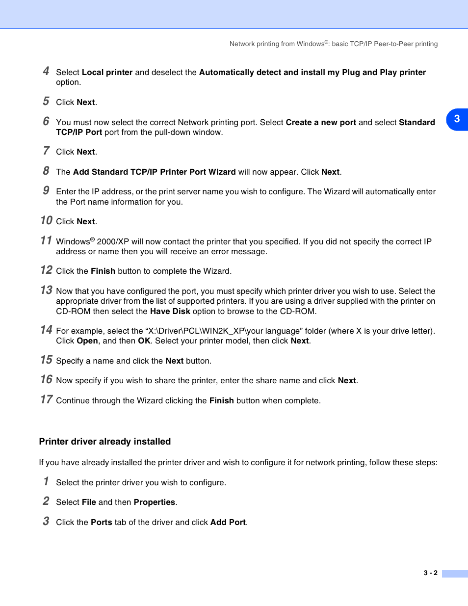 Printer driver already installed, Printer driver already installed -2 | Brother HL-2070N User Manual | Page 17 / 55