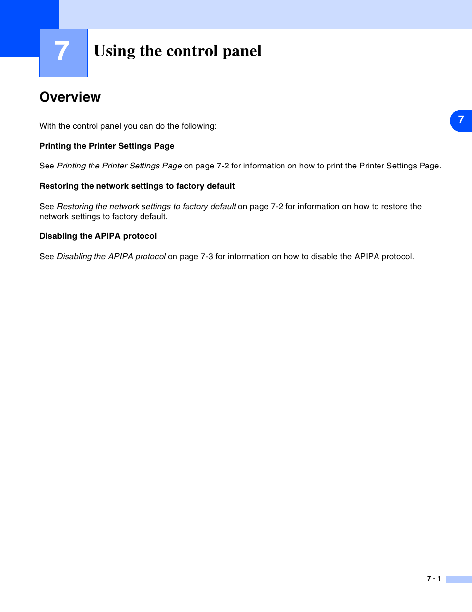 Using the control panel, Overview, Using the control panel -1 | Overview -1 | Brother HL-2070N User Manual | Page 35 / 55