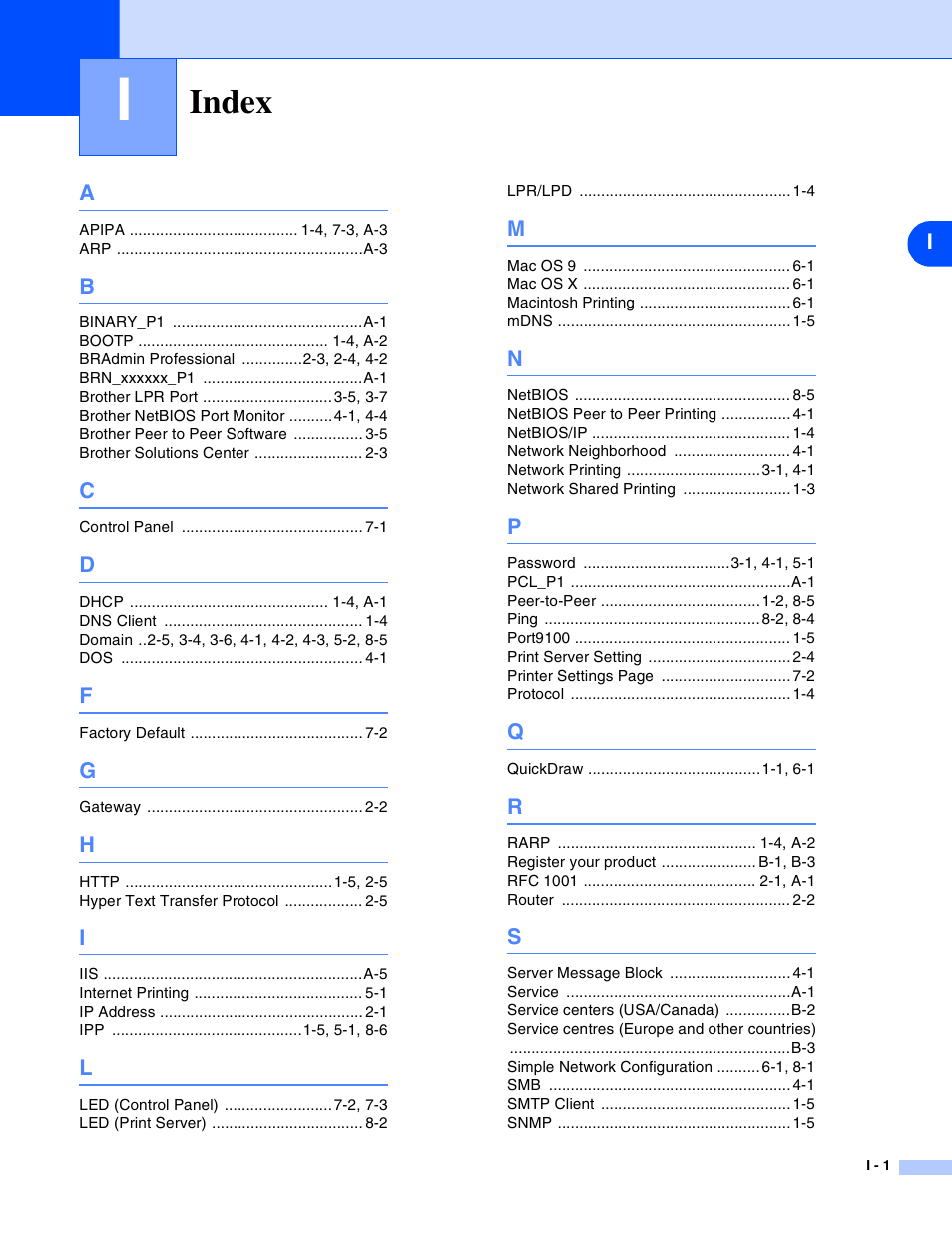 Index | Brother HL-2070N User Manual | Page 54 / 55