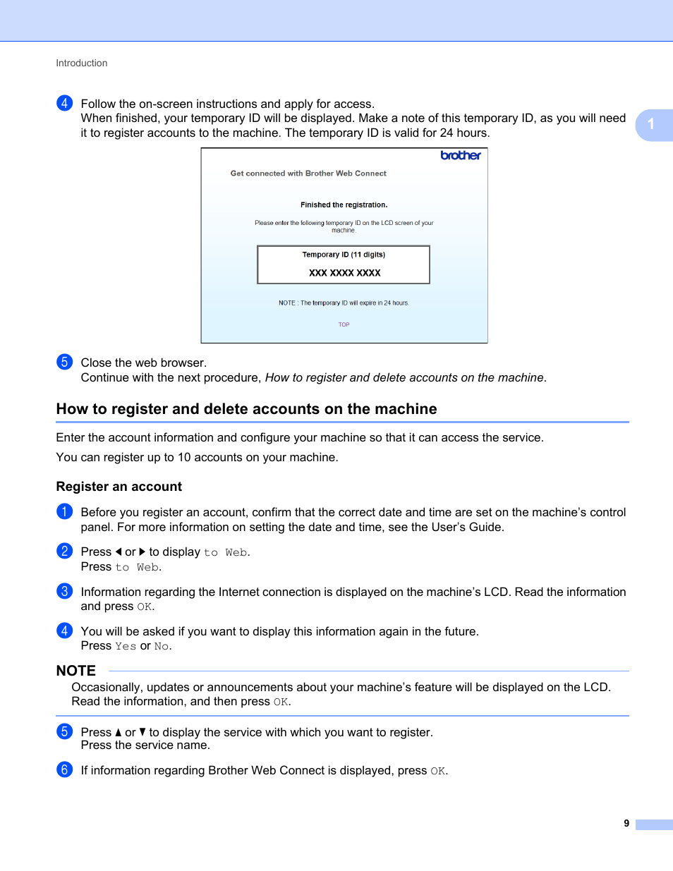 How to register and delete accounts on the machine | Brother ADS-1500W User Manual | Page 12 / 23