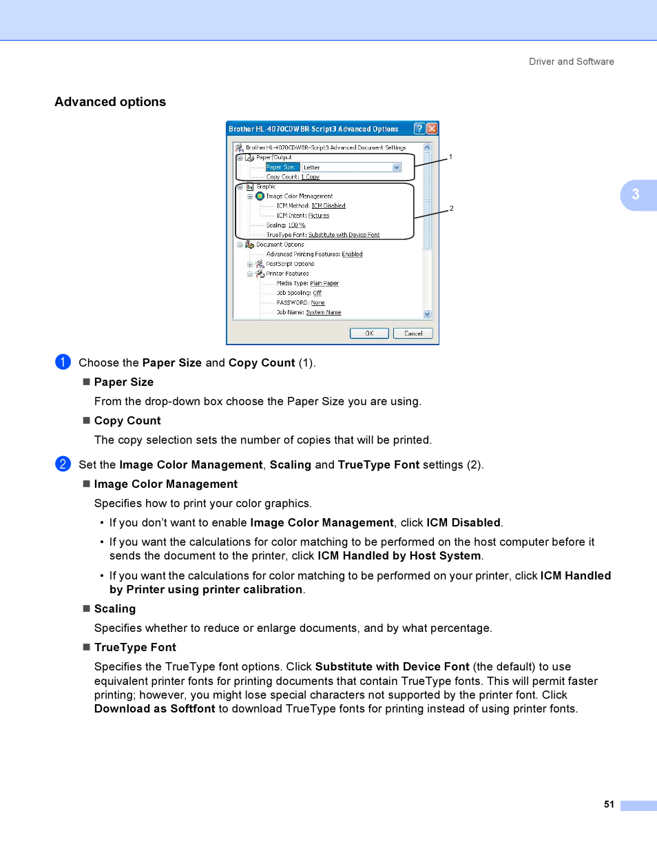 Advanced options | Brother HL-4040CDN User Manual | Page 60 / 211