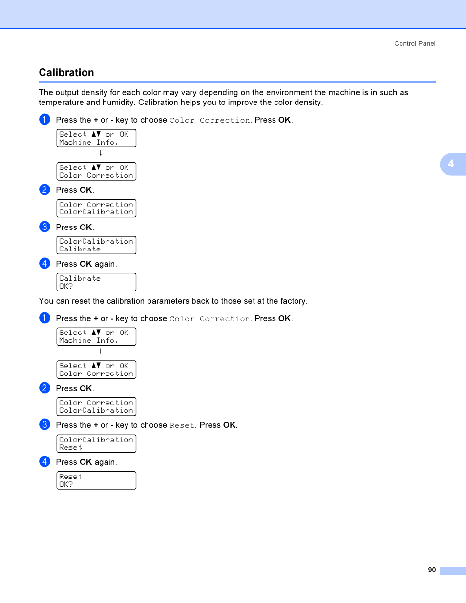 Calibration, 4calibration | Brother HL-4040CDN User Manual | Page 99 / 211