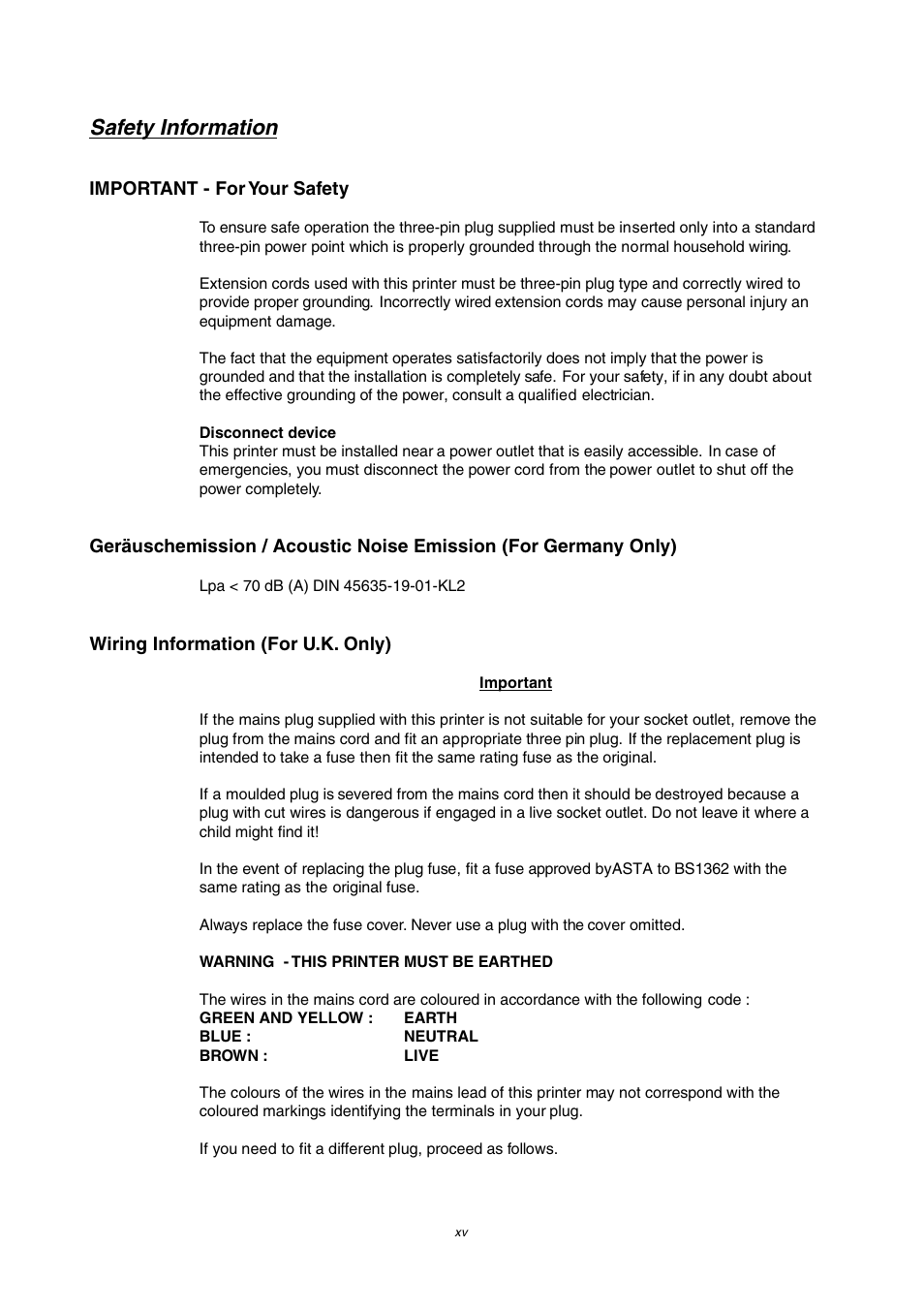 Safety information | Brother HL-2460 User Manual | Page 16 / 245