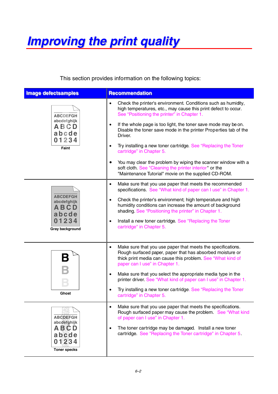 Improving the print quality | Brother HL-2460 User Manual | Page 191 / 245