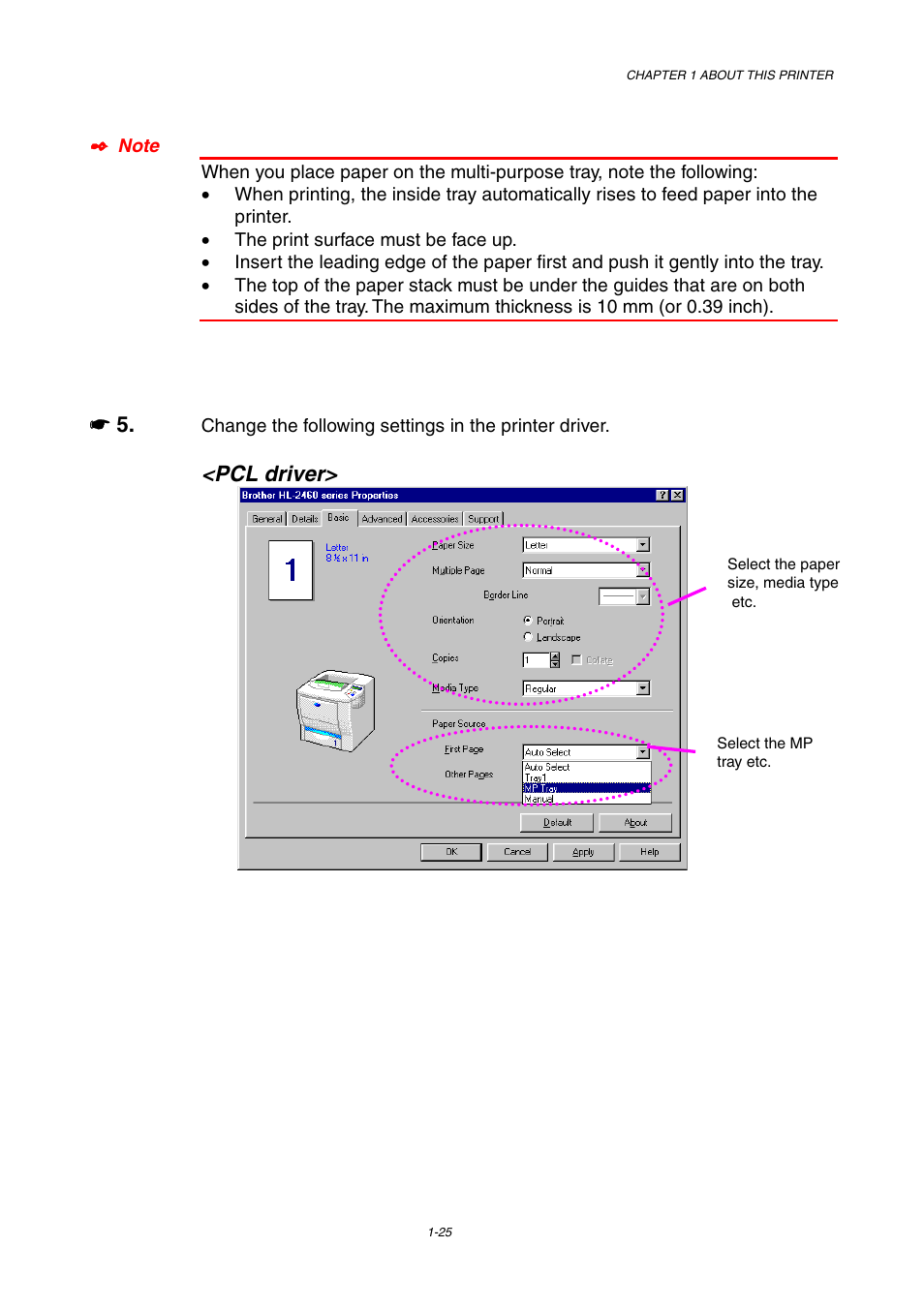 Pcl driver | Brother HL-2460 User Manual | Page 45 / 245