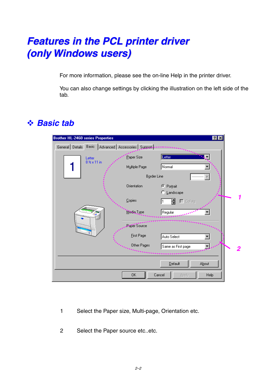 Basic tab | Brother HL-2460 User Manual | Page 62 / 245