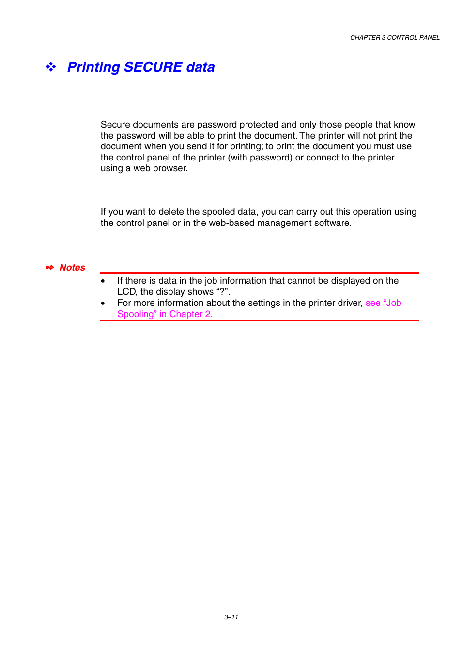 Printing secure data, Oof data, Refer also to “operations for printing | Secure data, Data, Secure data” in this chapter | Brother HL-2460 User Manual | Page 96 / 245