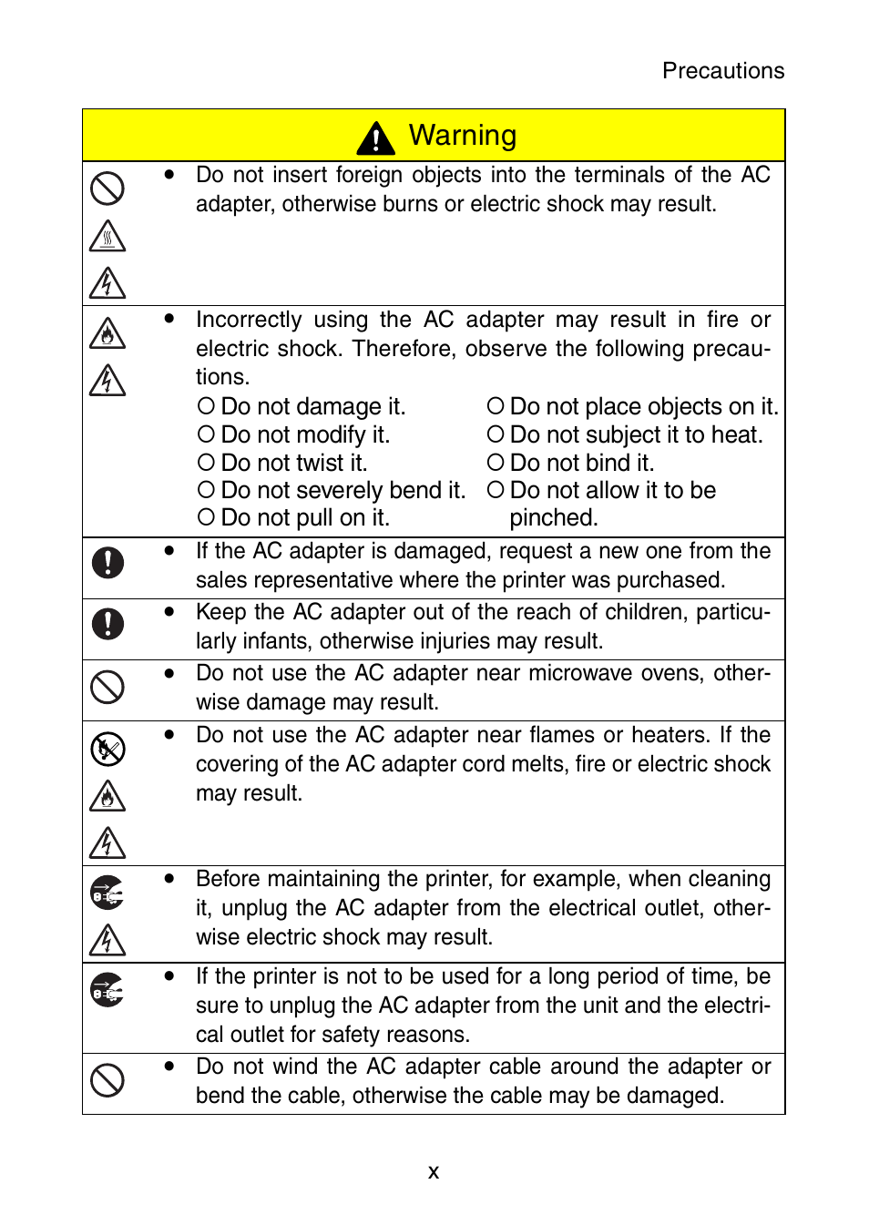 Warning | Brother MW-145BT User Manual | Page 11 / 55