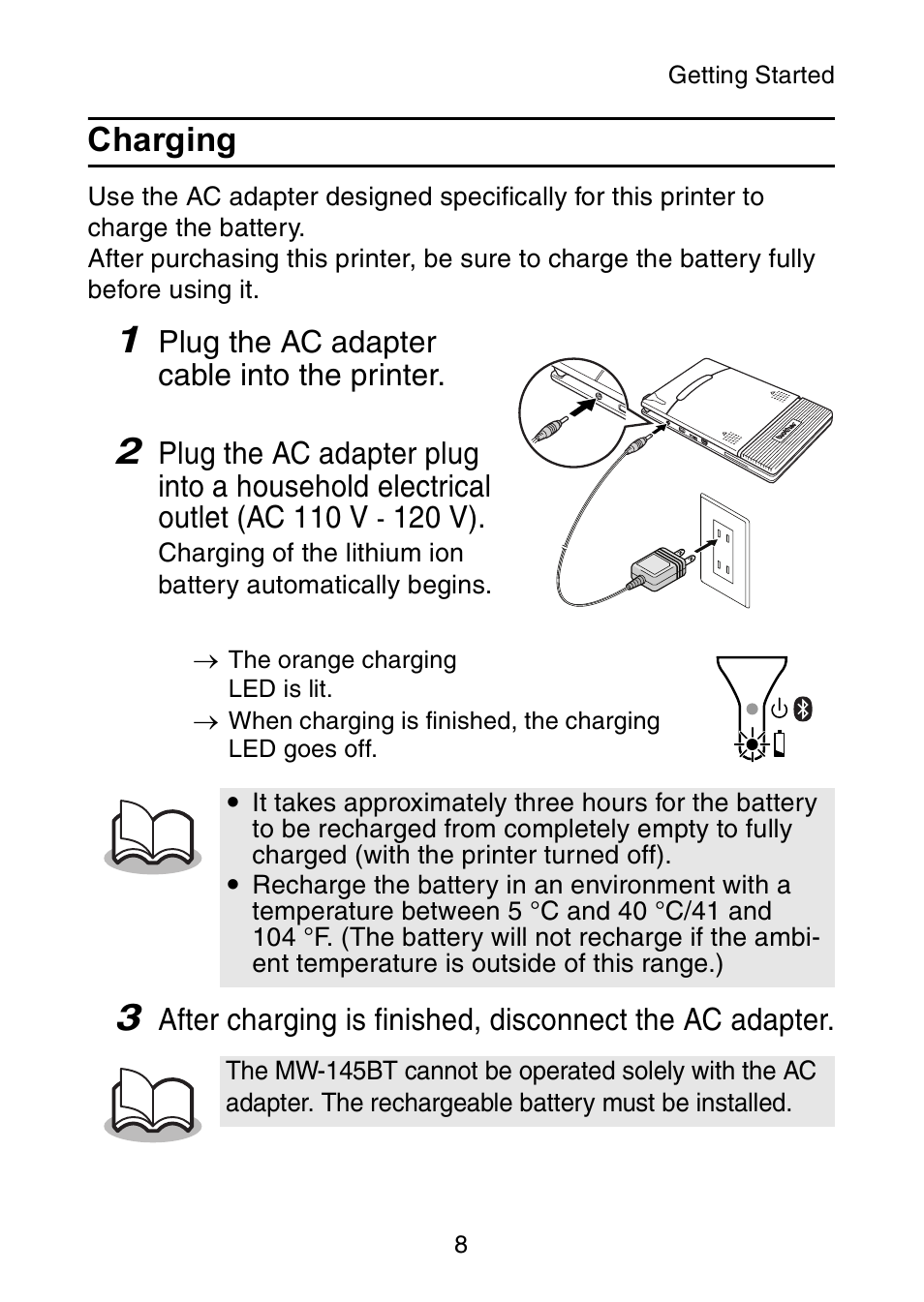 Charging | Brother MW-145BT User Manual | Page 21 / 55