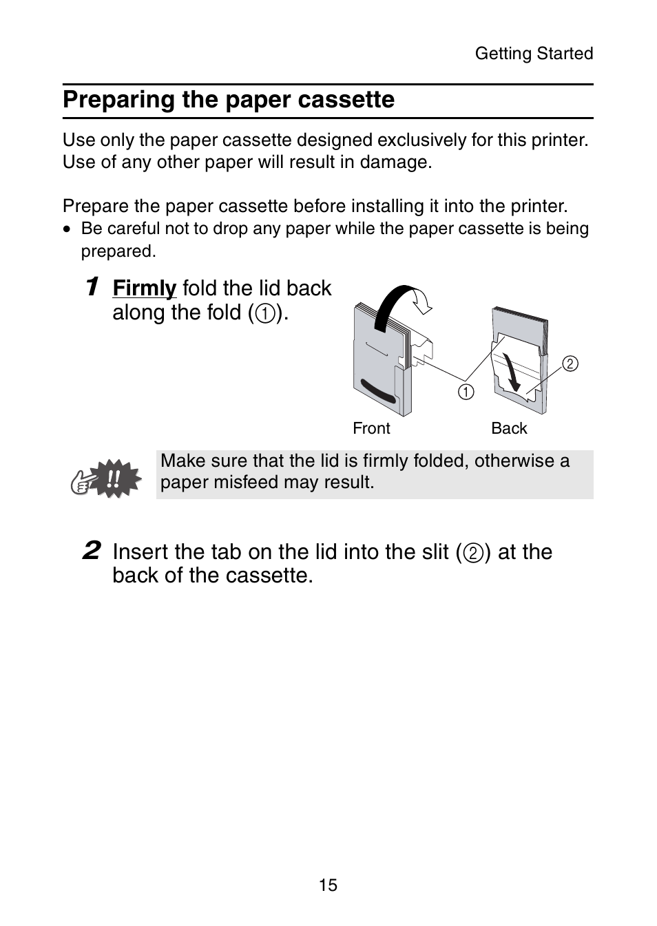 Preparing the paper cassette | Brother MW-145BT User Manual | Page 28 / 55