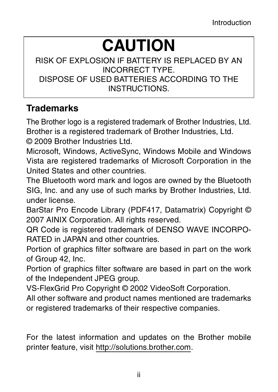 Caution | Brother MW-145BT User Manual | Page 3 / 55