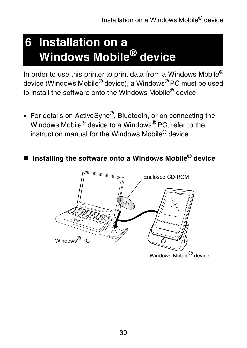 Installation on a windows mobile® device, 6 installation on a windows, Mobile | Device, 6 installation on a windows mobile | Brother MW-145BT User Manual | Page 43 / 55