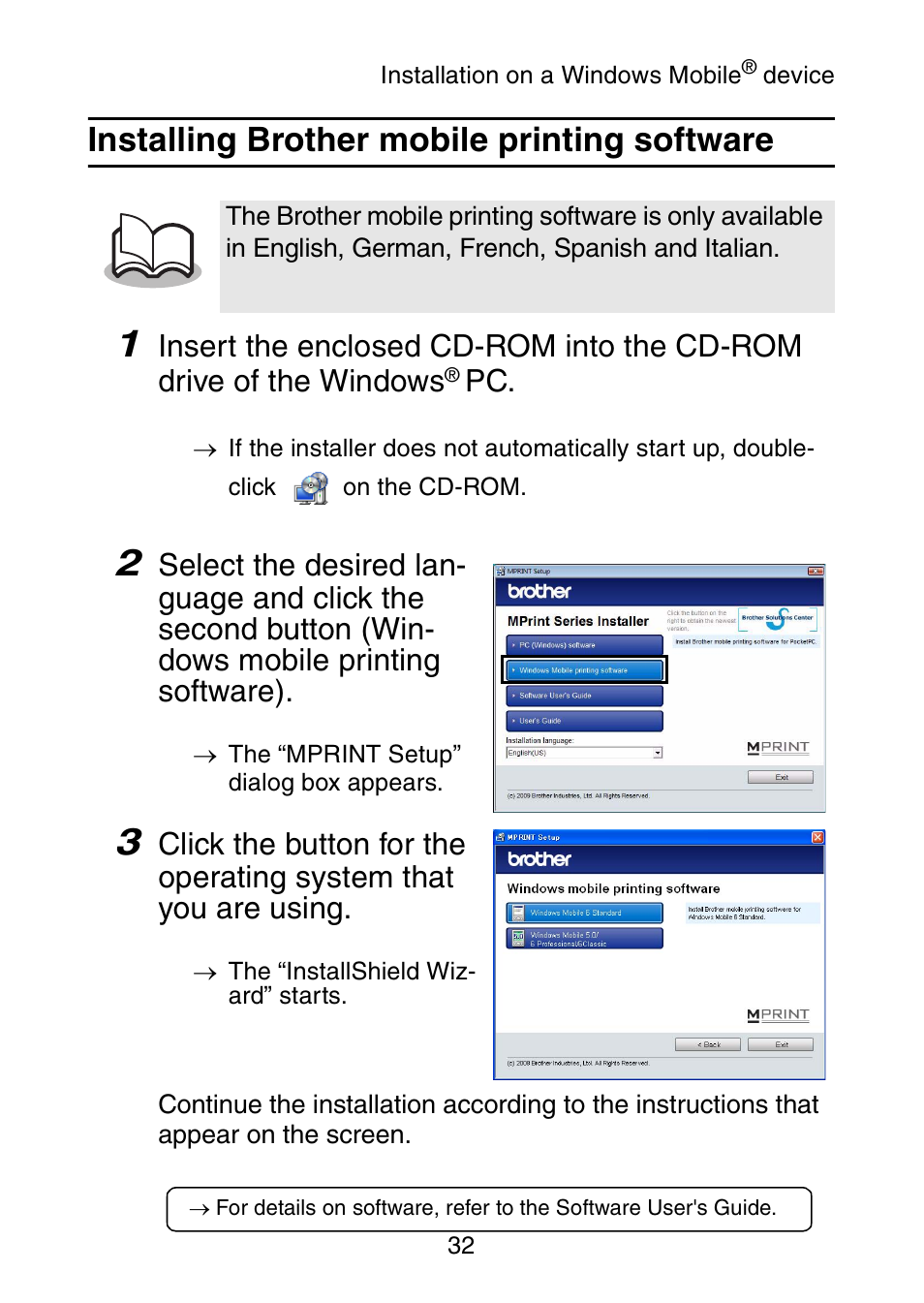 Installing brother mobile printing software | Brother MW-145BT User Manual | Page 45 / 55