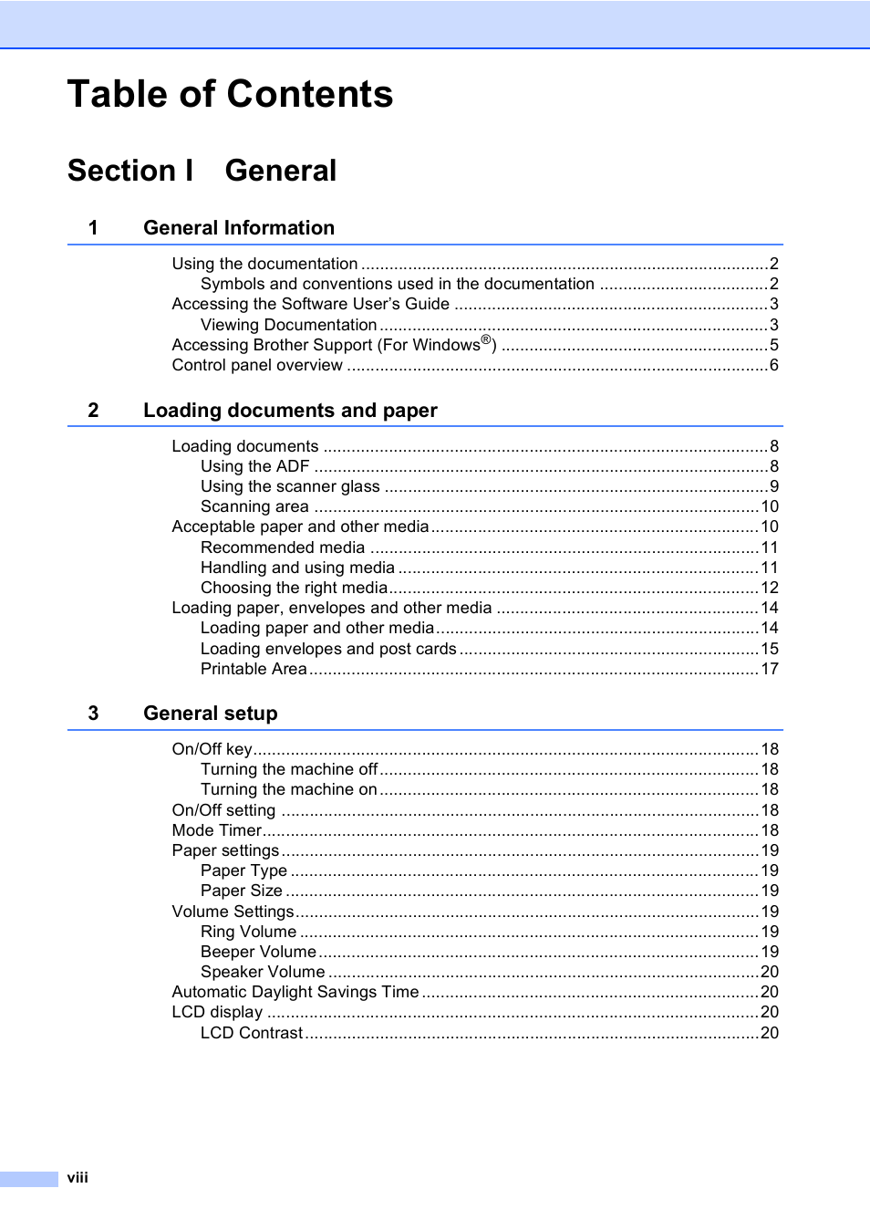 Brother MFC-240C User Manual | Page 10 / 149