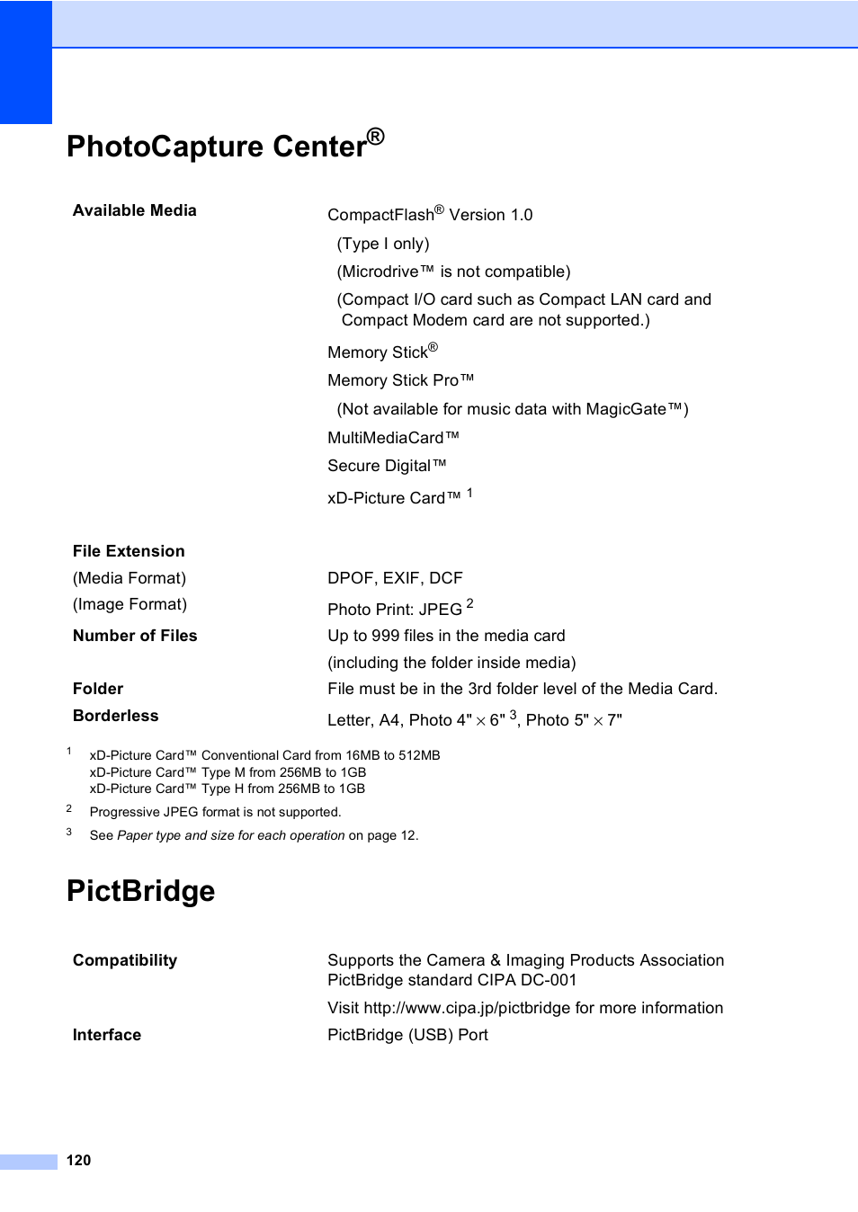 Photocapture center, Pictbridge | Brother MFC-240C User Manual | Page 135 / 149