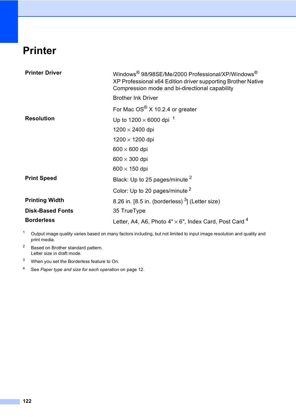 Printer | Brother MFC-240C User Manual | Page 137 / 149