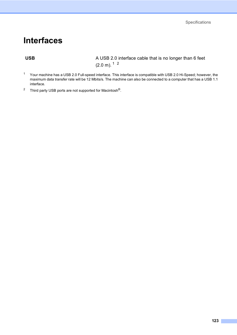 Interfaces | Brother MFC-240C User Manual | Page 138 / 149