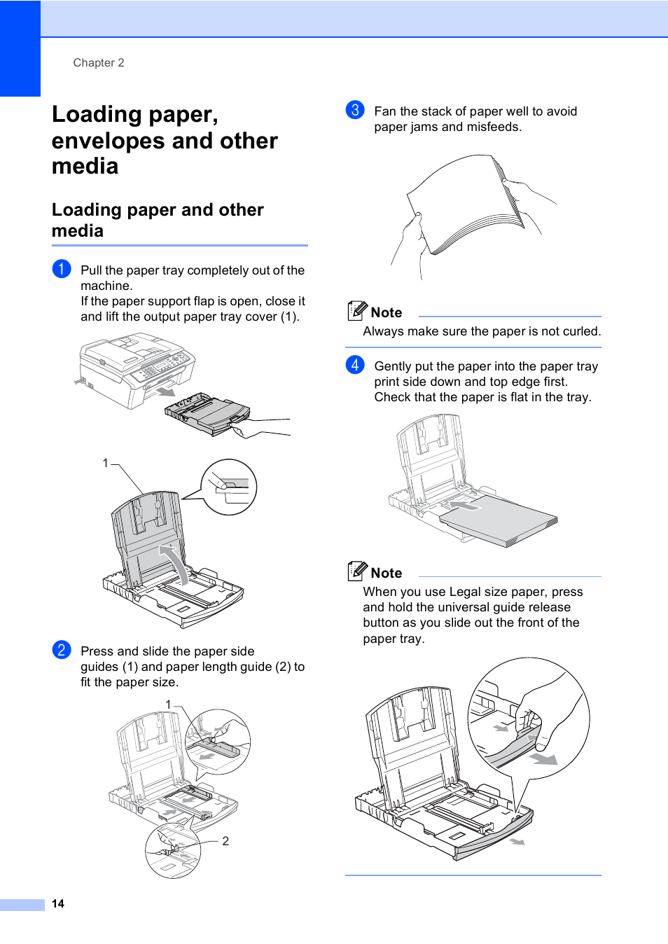 Loading paper, envelopes and other media, Loading paper and other media | Brother MFC-240C User Manual | Page 29 / 149