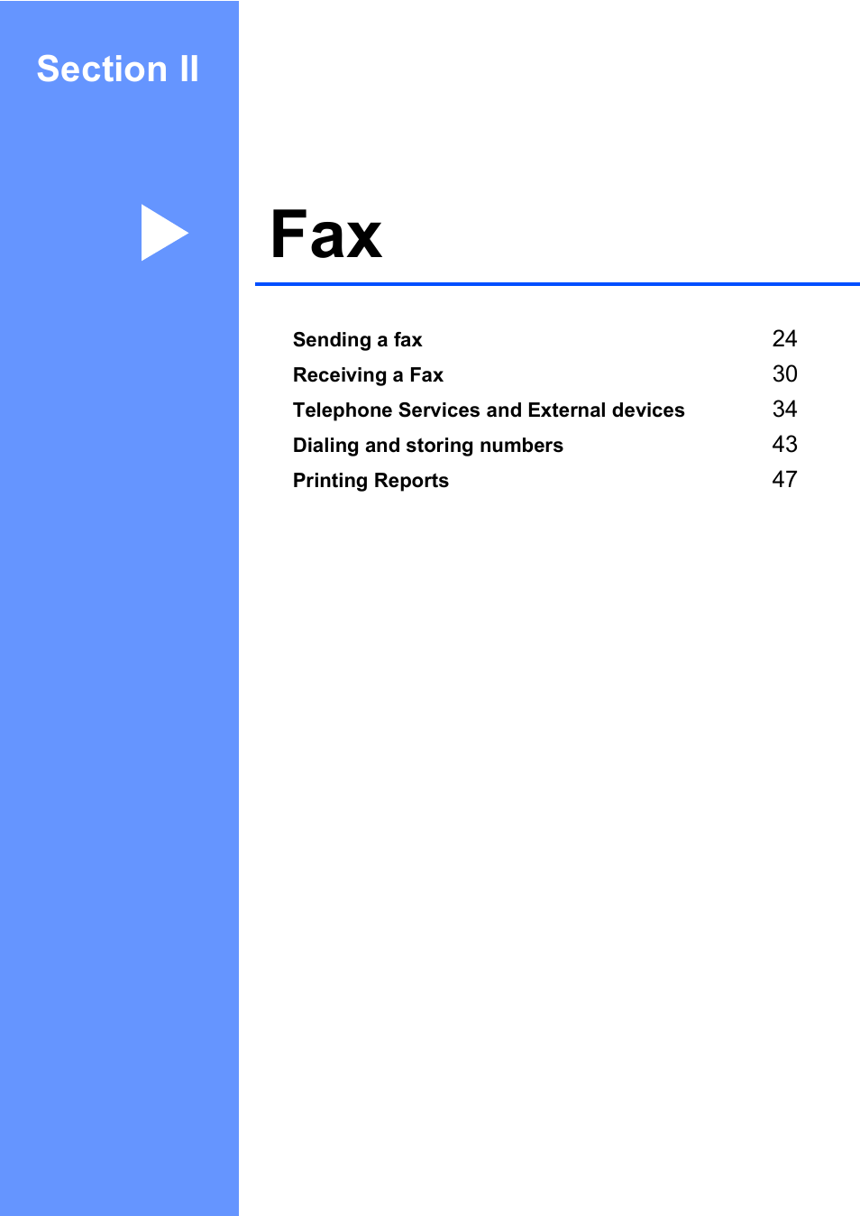 Section ii : fax, Section ii fax | Brother MFC-240C User Manual | Page 38 / 149