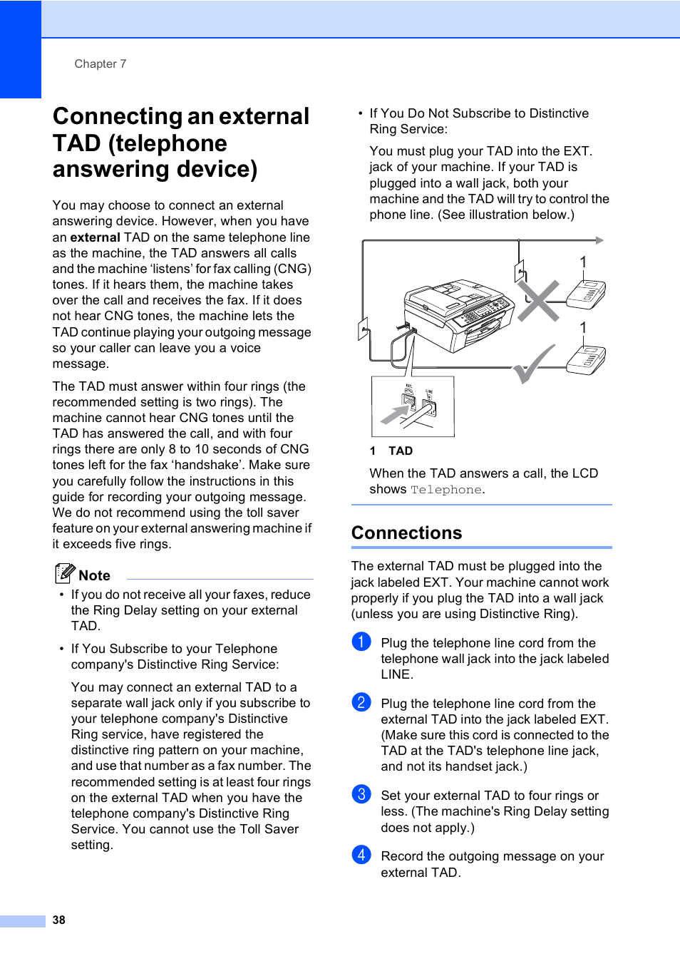 Connections | Brother MFC-240C User Manual | Page 53 / 149