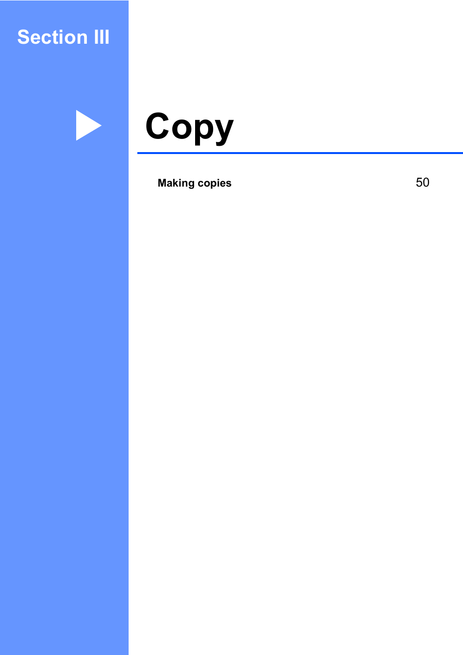 Section iii : copy, Section iii copy, Copy | Brother MFC-240C User Manual | Page 64 / 149