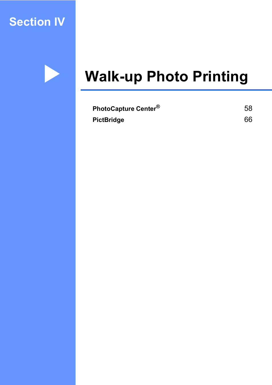 Section iv : walk-up photo printing, Section iv walk-up photo printing, Walk-up photo printing | Brother MFC-240C User Manual | Page 72 / 149