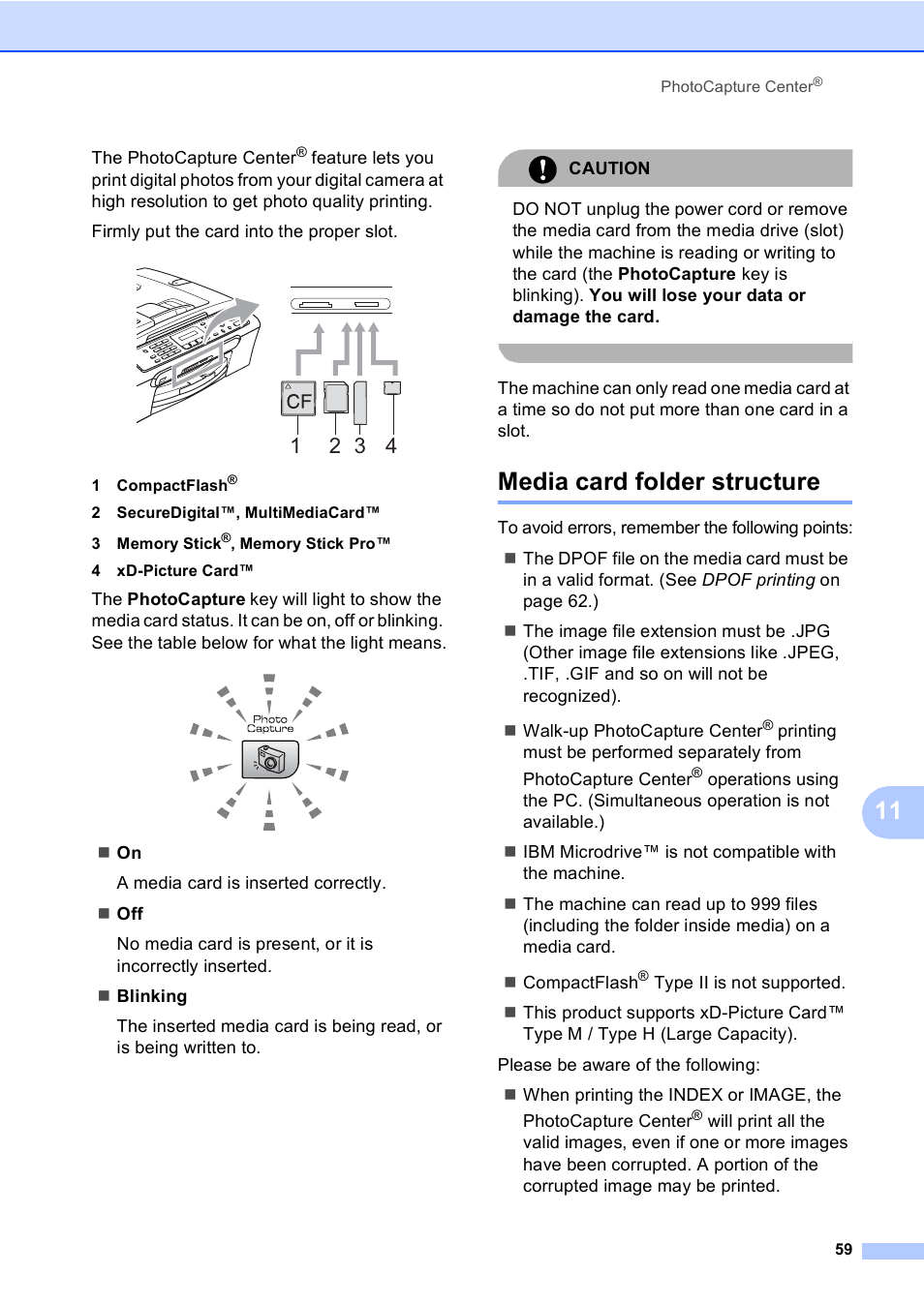 Media card folder structure | Brother MFC-240C User Manual | Page 74 / 149